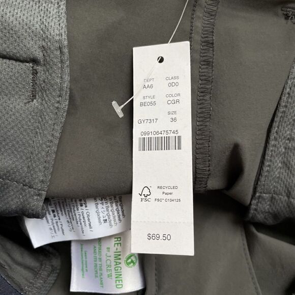 J CREW Mens Tech Shorts NEW Charcoal Gray Stretch Performance BE055 Golf 36 x 9 - Picture 8 of 11